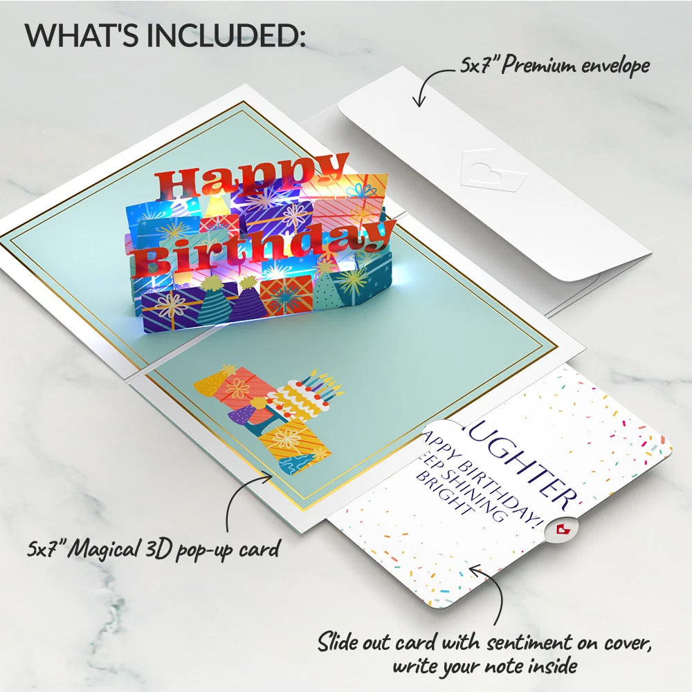 Lovepop Wishing You a Happy Birthday Music and Lights Pop-Up Card and Sentiment Set for Daughter Candle - Image 2