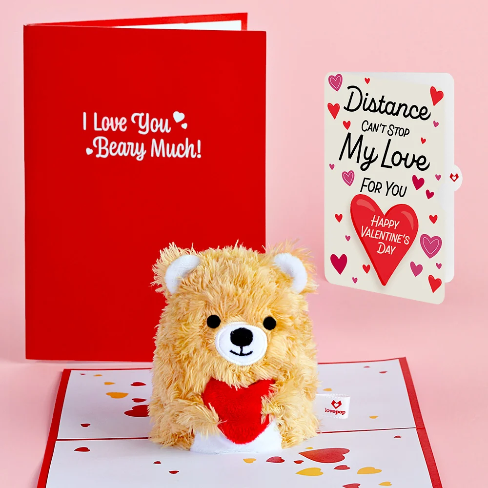 Lovepop You're The Beary Best Distance Can't Stop My Love Valentine Plushpop Card and Sentiment Set