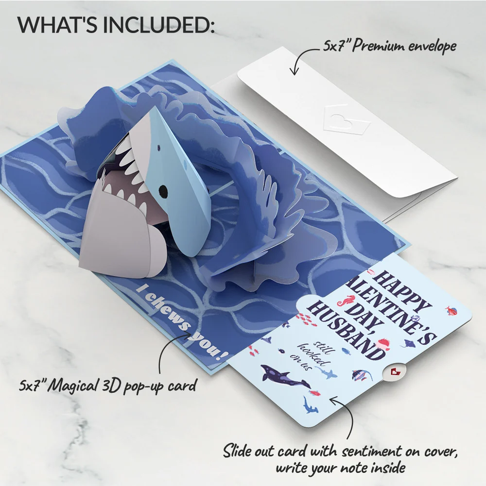 Lovepop I Chews You Shark Valentine Pop-Up Card and Sentiment Set for Husband - Image 2