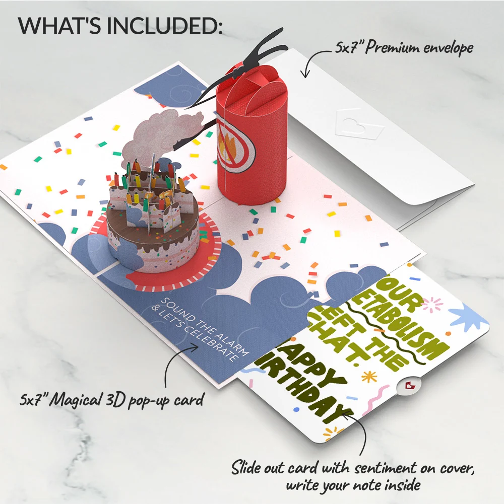 Lovepop Holy Smokes You're Old Birthday Pop-Up Card and Metabolism Left The Chat Sentiment Set Candle - Image 2