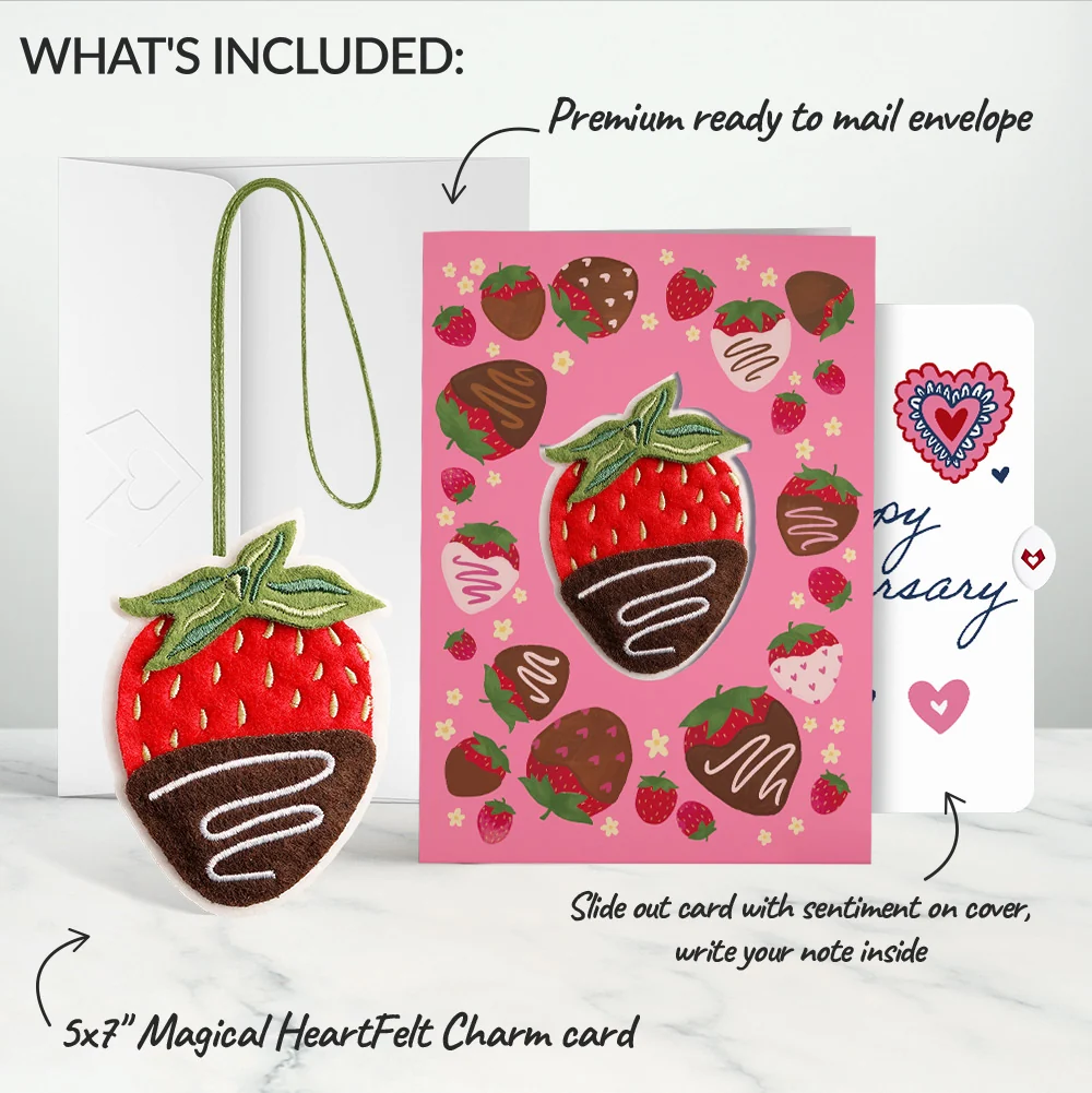 Lovepop Sweet Strawberry Anniversary HeartFelt Charm Card and Sentiment Set Bag - Image 2