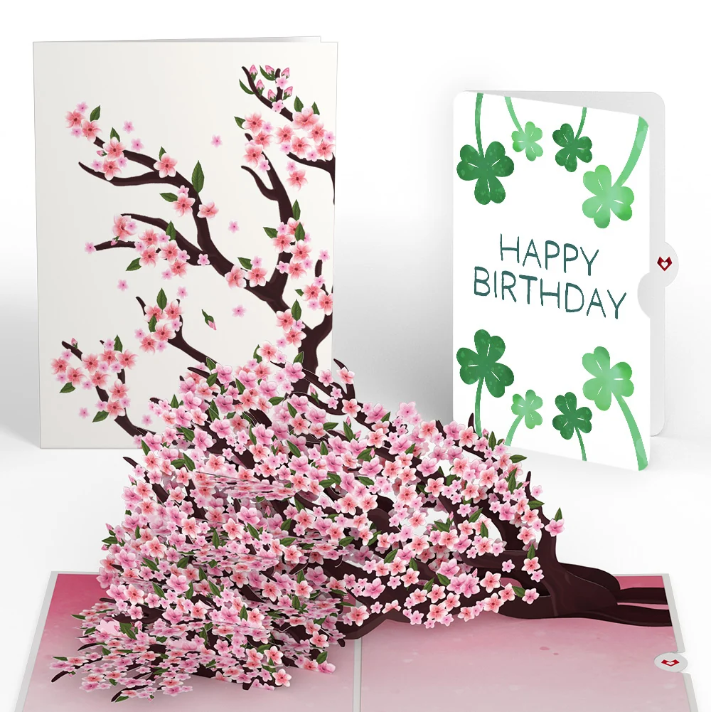 Lovepop Cherry Blossom Branches in Bloom Birthday Pop-Up Card and Sentiment Set — SKU SB-41A7AF-33C87064BED73A Cream