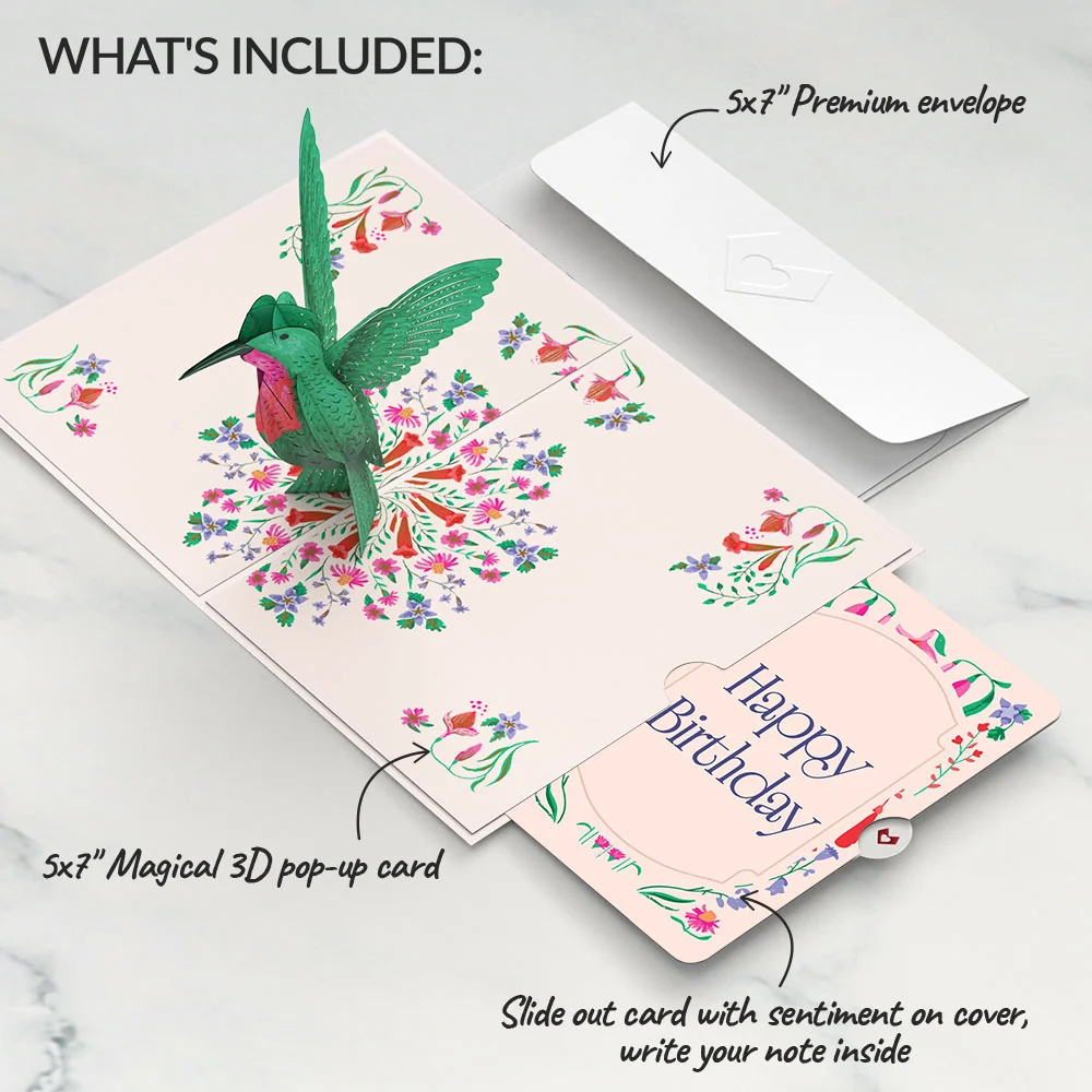Lovepop Whimsical Hummingbird Birthday Pop-Up Card and Sentiment Set - Image 2