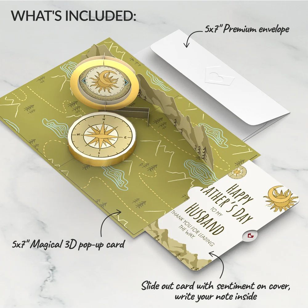 Lovepop Guiding Compass Father's Day Pop-Up Card and Sentiment Set for Husband Cream - Image 2