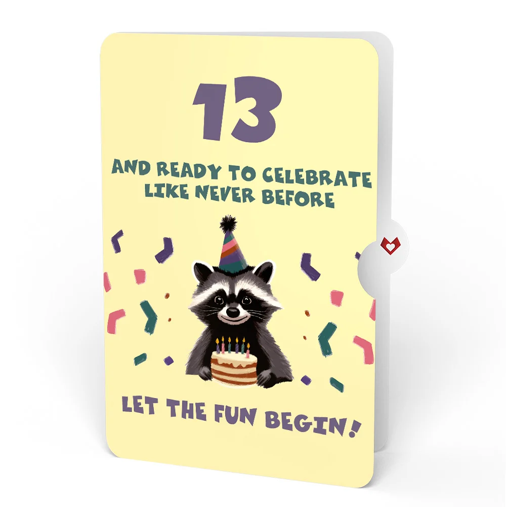 Lovepop Go Feral Raccoon 13th Birthday Pop-Up Card and Sentiment Set Candle - Image 4