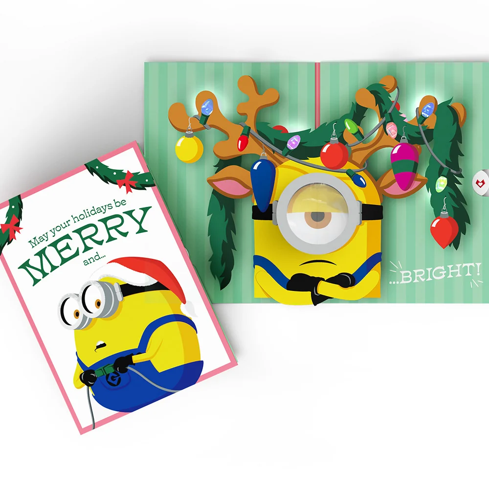 Lovepop Minions Merry & Bright Light-Up Pop-Up Card - Image 3