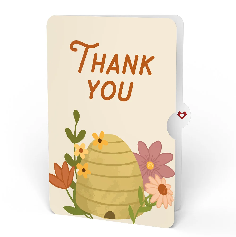 Lovepop Botanical Bee Thank You HeartFelt Charm Card and Sentiment Set Cream - Image 4