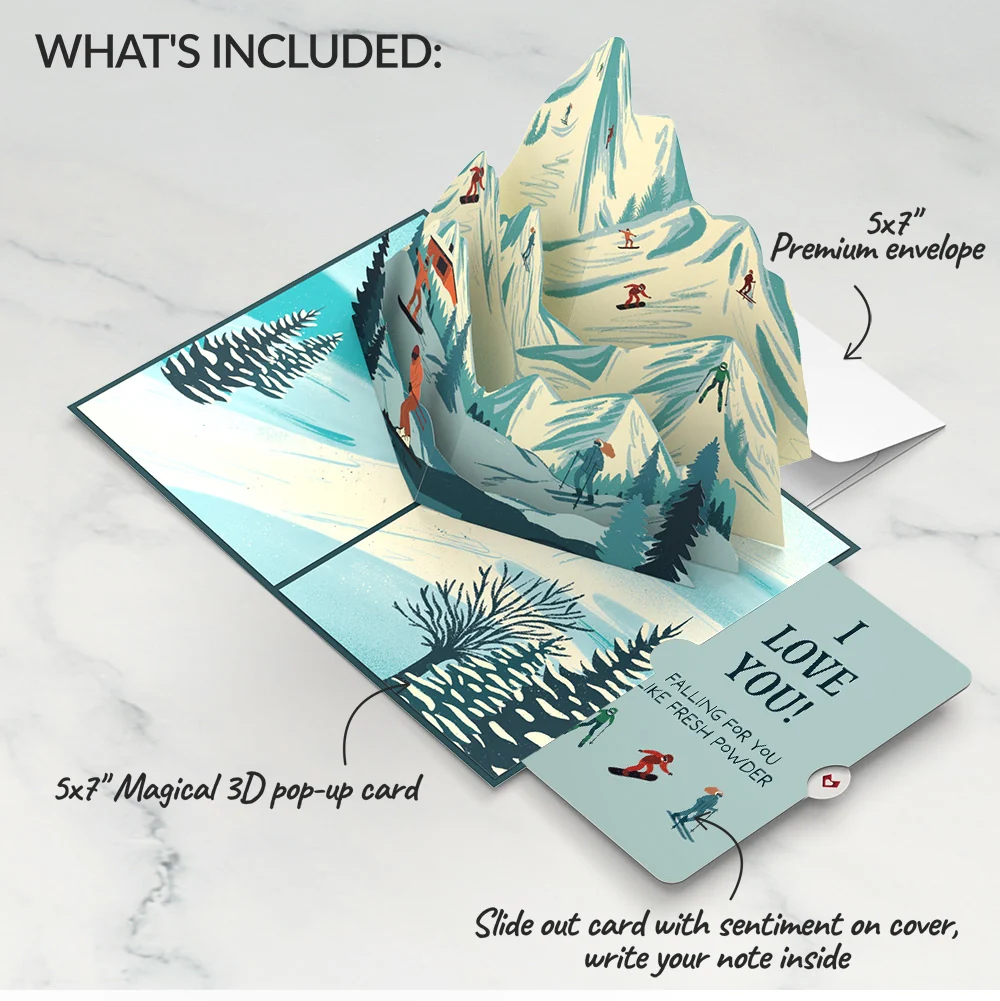 Lovepop Mountain Snowboard Adventure Love Pop-Up Card and Sentiment Set - Image 2