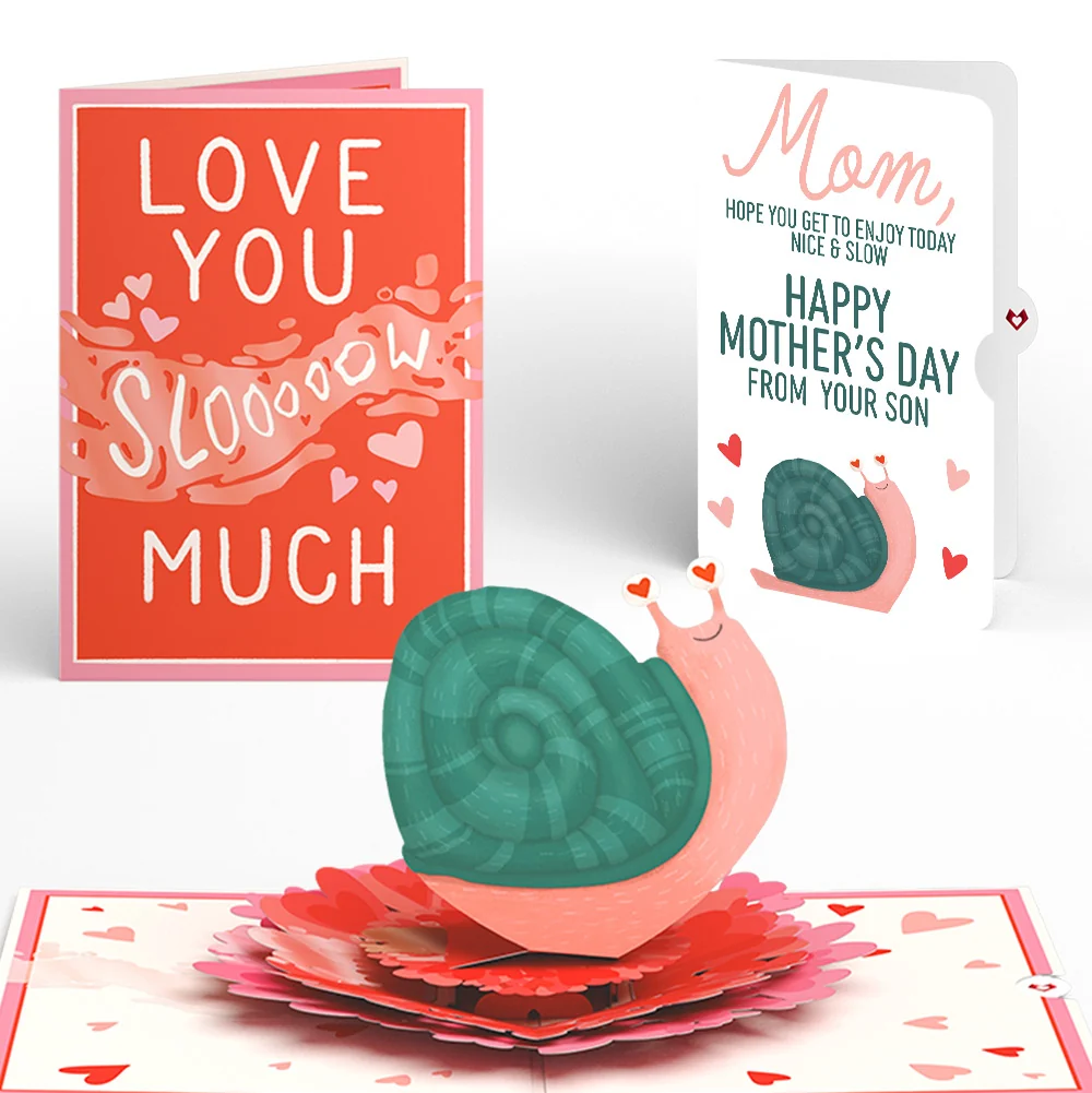 Lovepop Love You Slow Much Snail Mother’s Day Pop-Up Card and Blushing Snail from Your Son Sentiment Set for Mom