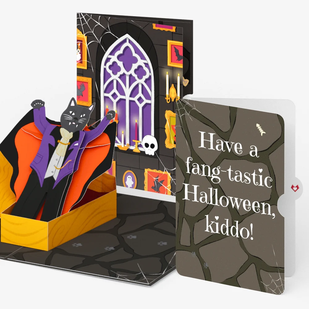 Lovepop Count Catula Halloween Vampire Cat Pop-Up Card and Sentiment Set for Kid Candle