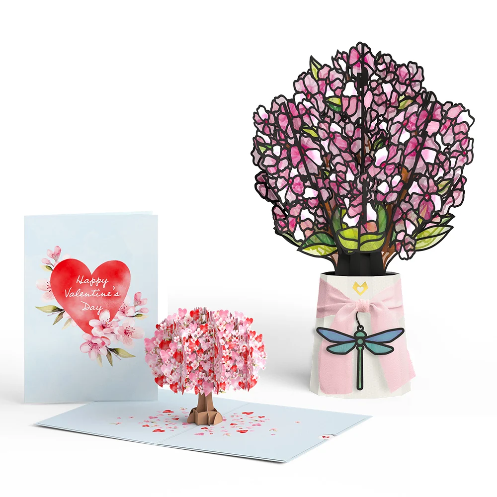 Lovepop Valentine's Day Cherry Blossom Pop-Up Card & Suncatcher Bouquet Bundle