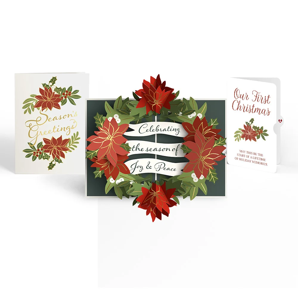 Lovepop Season's Greetings Poinsettia Wreath Pop-Up Card and First Christmas Sentiment Set for Partner