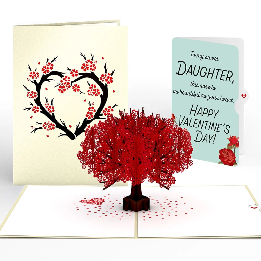 Lovepop Red Sakura Tree Valentine Pop-Up Card and Sentiment Set for Daughter