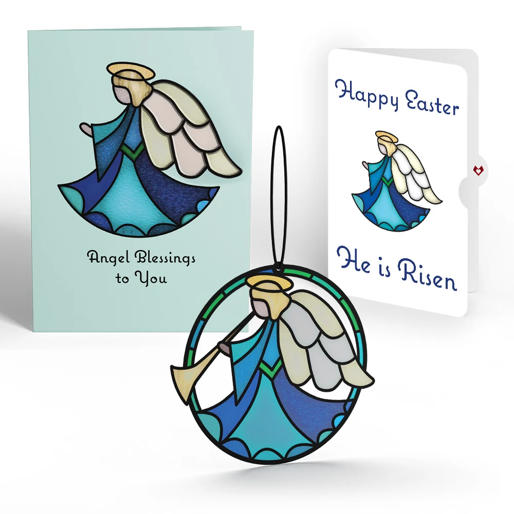 Lovepop Angel Blessings to You Easter Suncatcher Card and Heavenly Angel He Is Risen Sentiment Set Glass