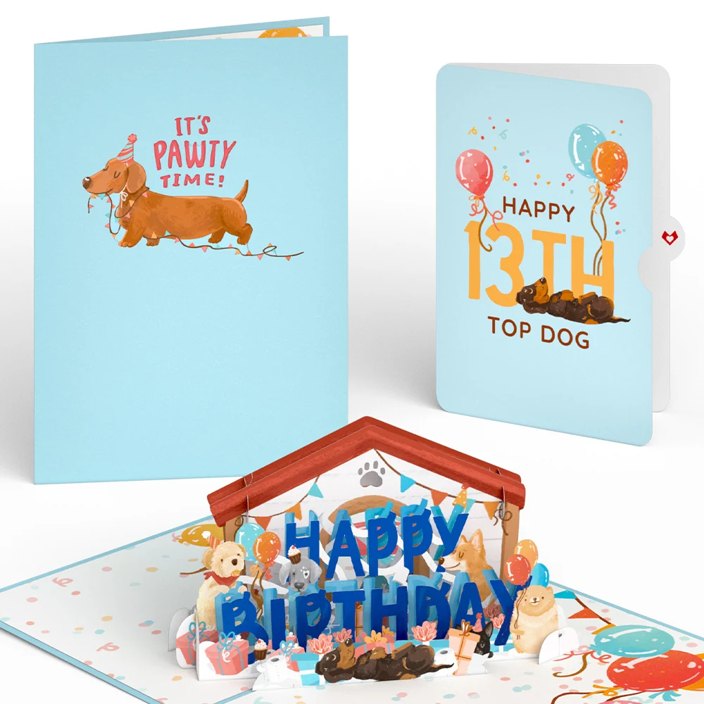 Lovepop Happy 13th Birthday Dogs Pop-Up Card and Sentiment Set