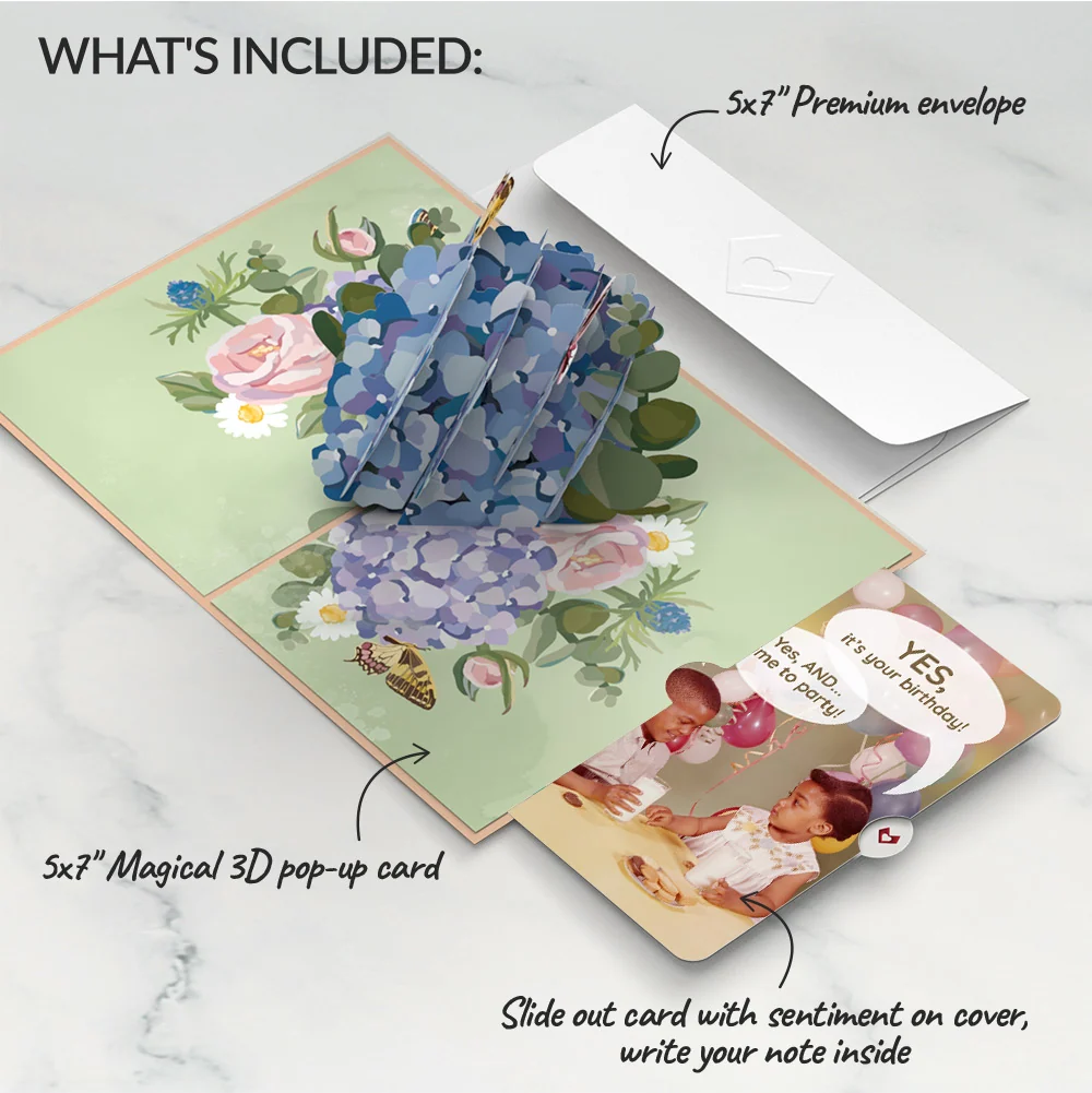 Lovepop Hydrangea Butterflies Birthday Pop-Up Card and Time to Party Sentiment Set - Image 2