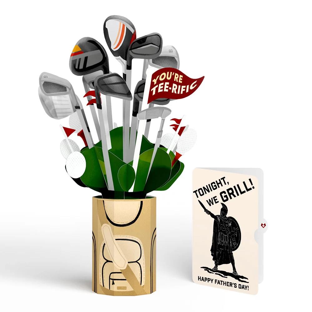 Lovepop Tee-rific Golf Father's Day Bouquet and Spartan Grilling Sentiment Set Bag
