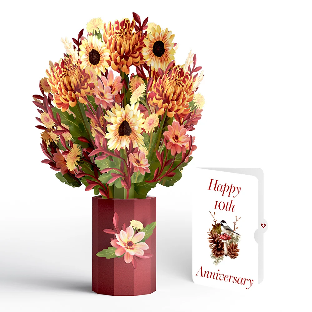 Lovepop Fall Sunshine 10th Anniversary Bouquet and Sentiment Set Vase