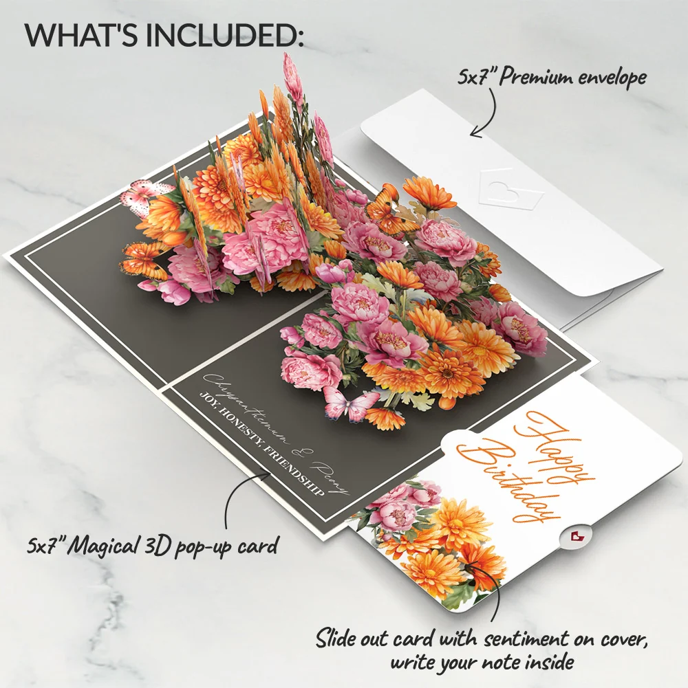 Lovepop Born to Bloom: November Birth Month Flowers Pop-Up Card and Sentiment Set Cream - Image 2