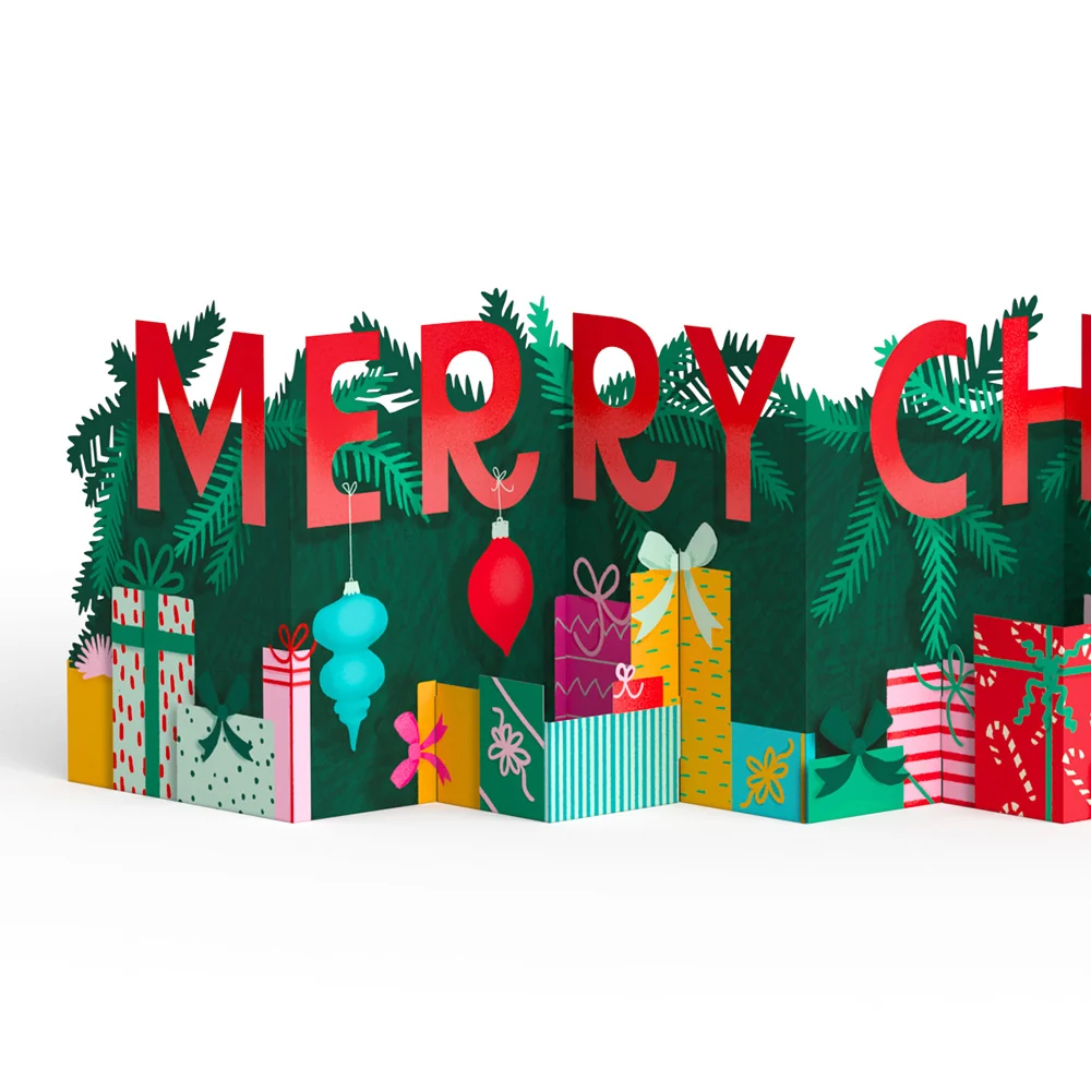 Lovepop Under the Tree Merry Christmas Loooooong Card (Expands to 2 feet) and Sentiment Set for Daughter Cream - Image 3