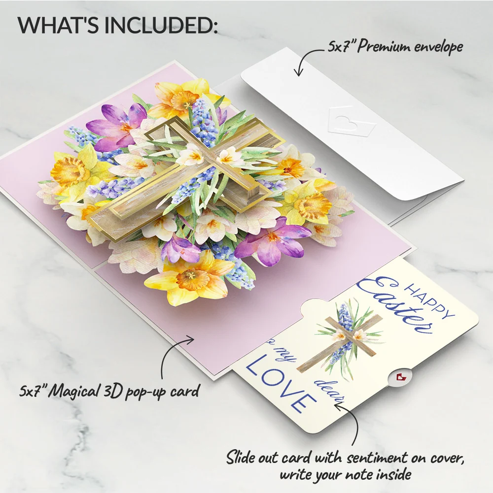 Lovepop The Lord Bless You Floral Cross Easter Pop-Up Card and Sentiment Set for My Love Cream - Image 2