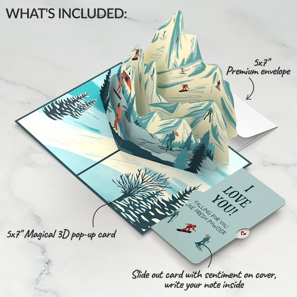 Lovepop Mountain Ski Adventure Love Pop-Up Card and Sentiment Set - Image 2