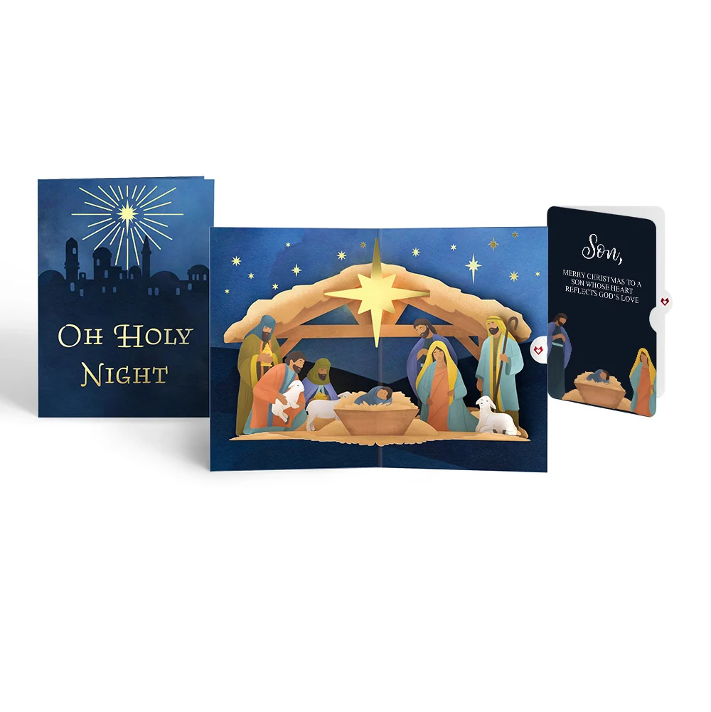 Lovepop Oh Holy Night Nativity Christmas Light-Up Pop-Up Card and Sentiment Set for Son