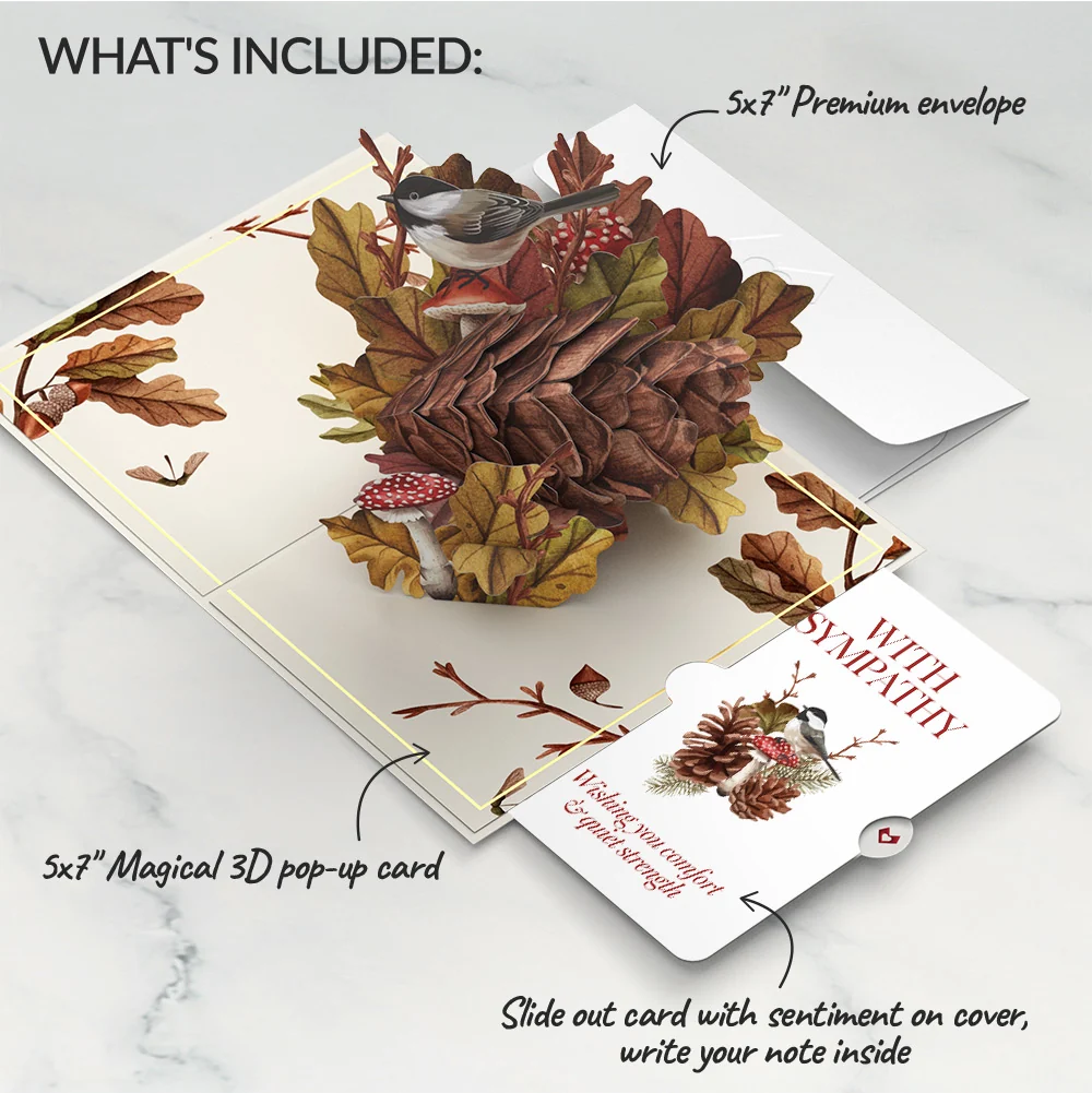 Lovepop Fall Forest Floor Sympathy Pop-Up Card and Sentiment Set Cream - Image 2