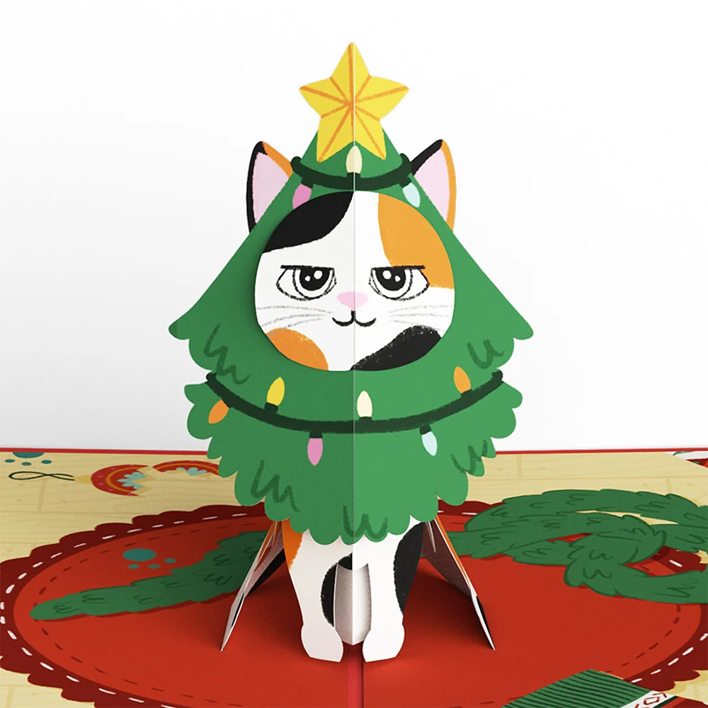 Lovepop Meowy Cat-mess Christmas Pop-Up Card and Birthday Sentiment Set Cream - Image 3