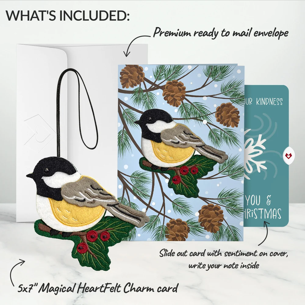 Lovepop Winter Chickadee HeartFelt Charm Card and Snowflake Kindness Christmas Sentiment Set - Image 2