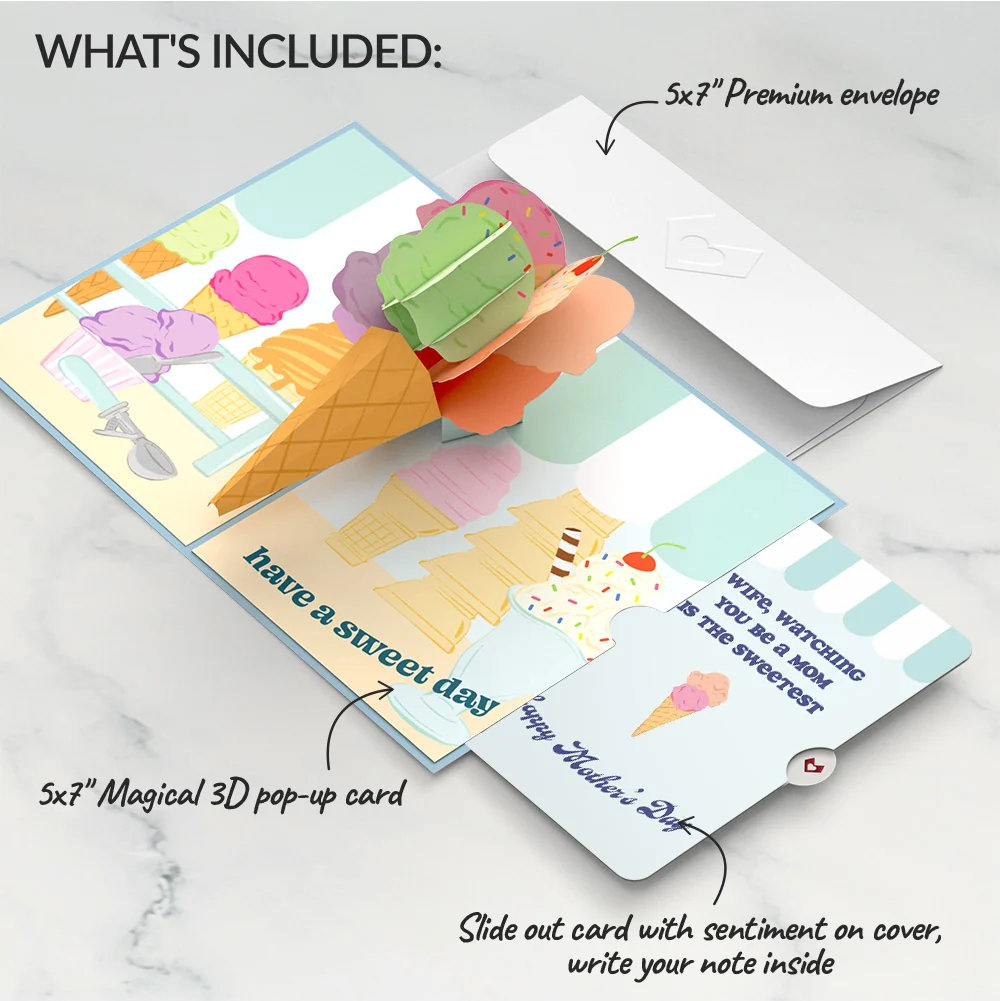 Lovepop Sweet Day Ice Cream Mother’s Day Pop-Up Card and Sentiment Set for Wife - Image 2