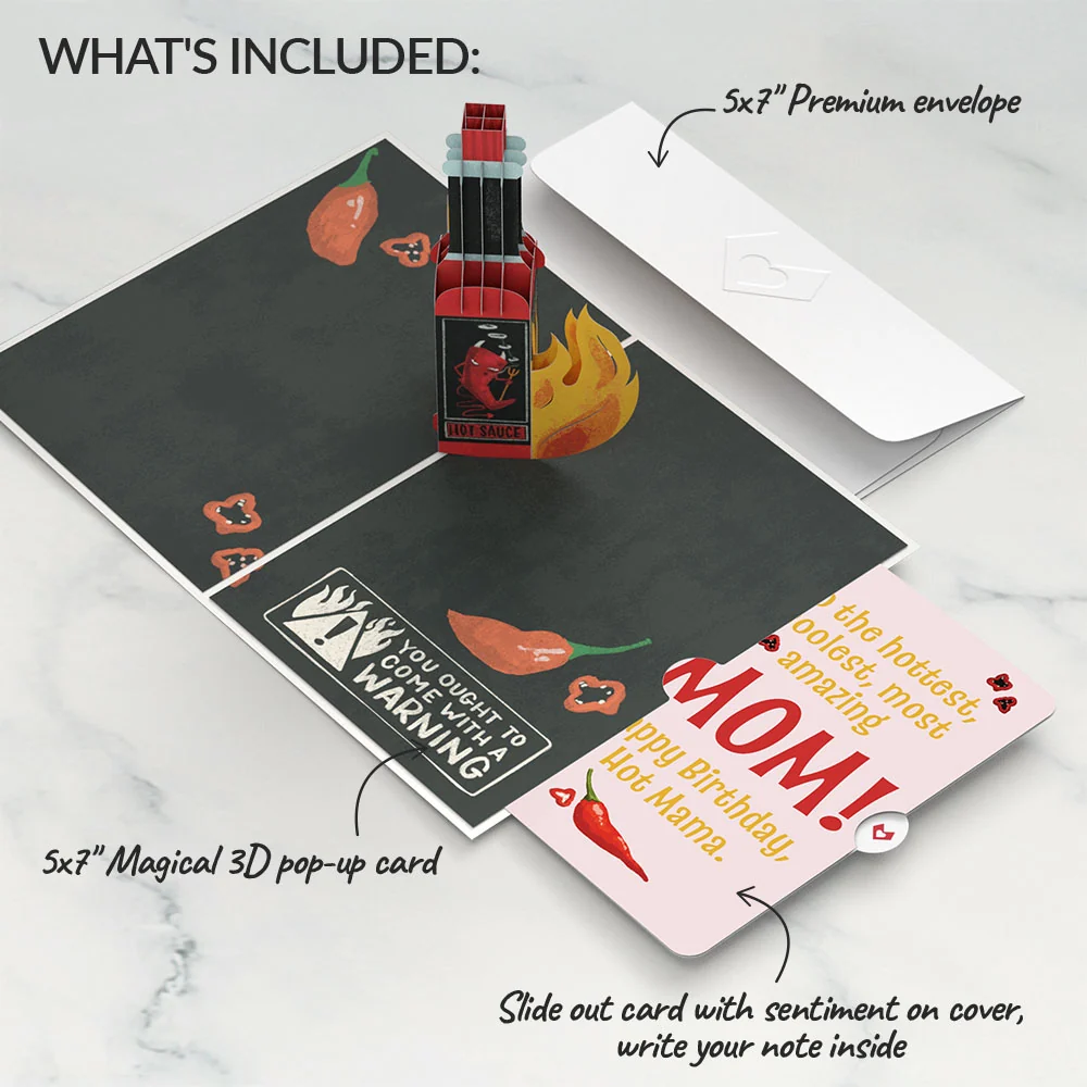 Lovepop Hot Sauce Birthday Pop-Up Card and Sentiment Set for Mom – You’re So Hot Bottle - Image 2