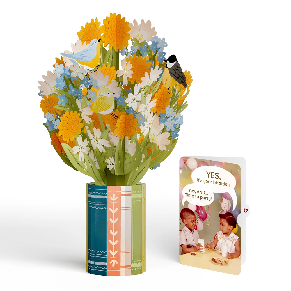 Lovepop Spring Joy Birthday Bouquet and Time to Party Sentiment Set Vase