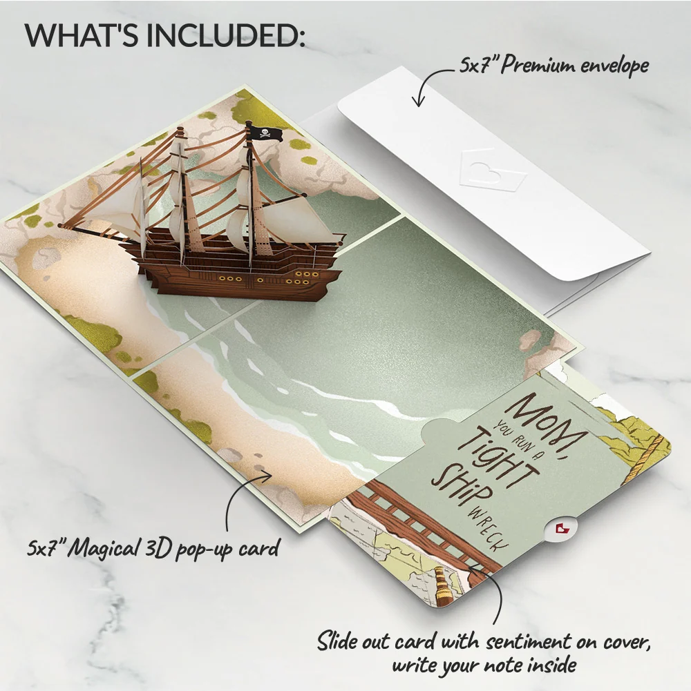 Lovepop Pirate Ship Pop-Up Card and Sentiment Set for Mom Cream - Image 2