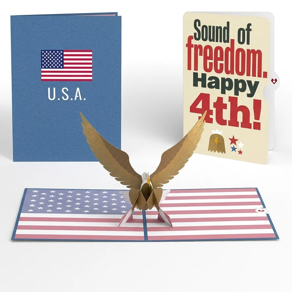Lovepop Patriotic Eagle 4th of July Pop-Up Card and Sentiment Set Cream