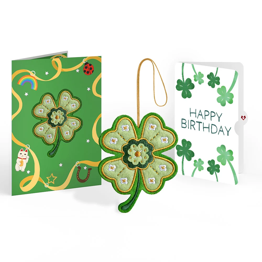 Lovepop Lucky Clover Birthday Heartfelt Charm Card and Sentiment Set