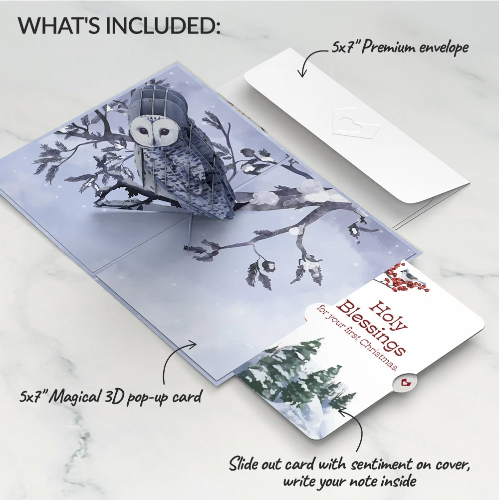 Lovepop Snowy Owl First Christmas Pop-Up Card and Sentiment Set - Image 2