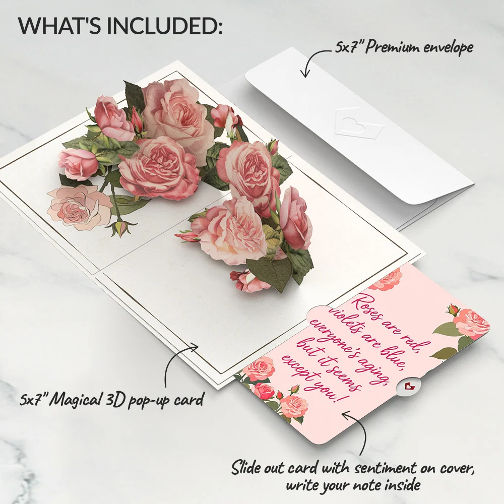Lovepop Roses in Bloom Birthday Pop-Up Card and Everyone's Aging Sentiment Set - Image 2