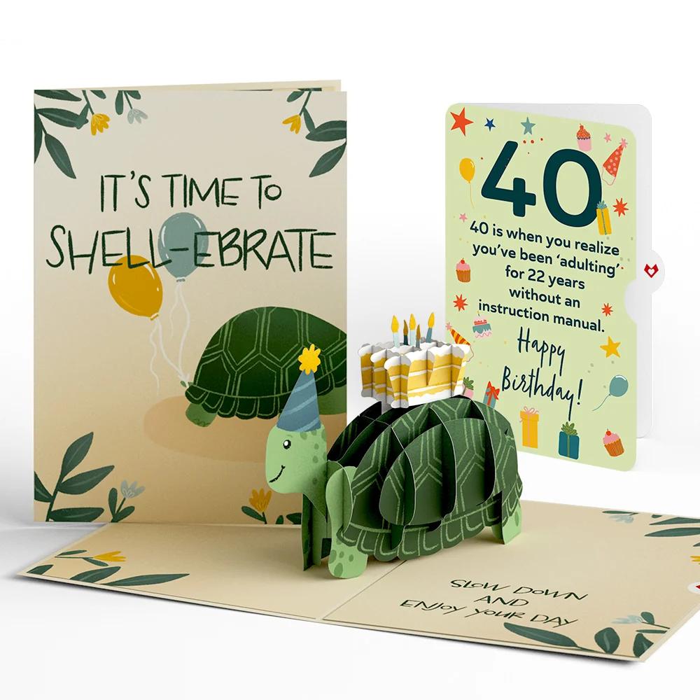Lovepop Shell-ebrate 40th Birthday Turtle Pop-Up Card and Sentiment Set Candle