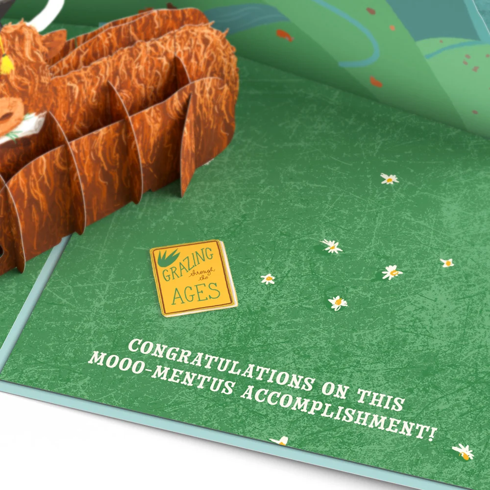 Lovepop Heard You're Graduating Highland Cow Pop-Up Card - Image 3