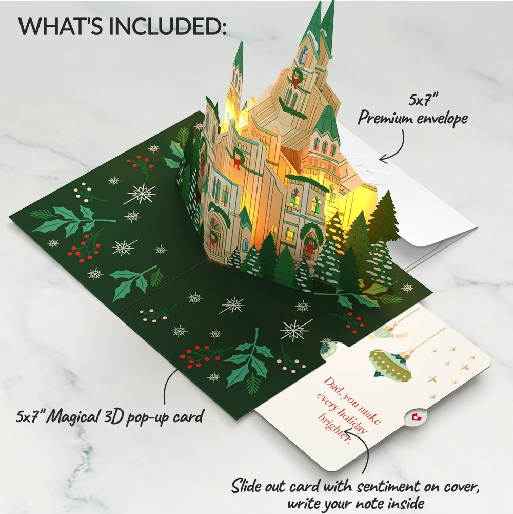 Lovepop Let Heaven & Nature Sing Christmas Music and Lights Pop-Up Card and Twinkling Ornaments Sentiment Set for Dad - Image 2
