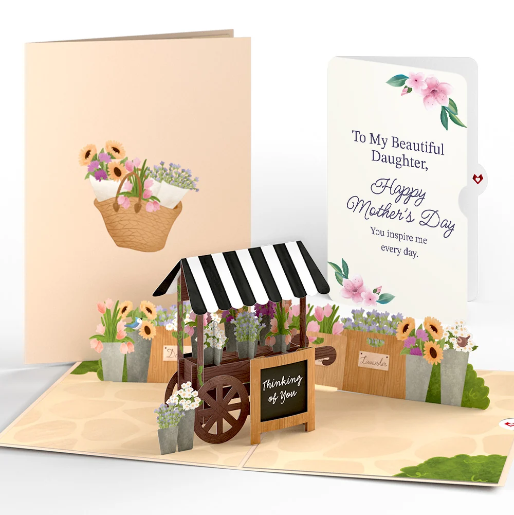 Lovepop Thinking of You Flower Cart Mother's Day Pop-Up Card and Sentiment Set for Daughter Basket
