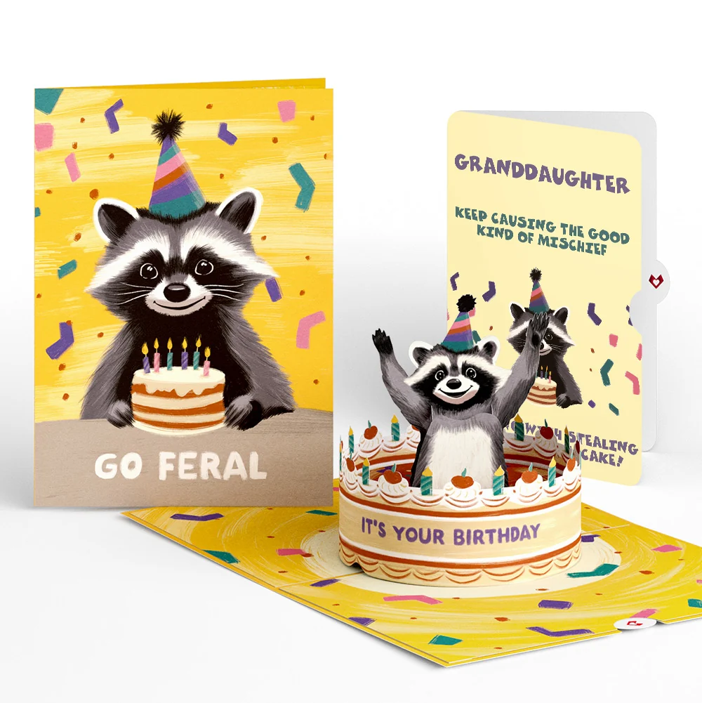 Lovepop Go Feral Raccoon Birthday Pop-Up Card and Sentiment Set for Granddaughter Candle