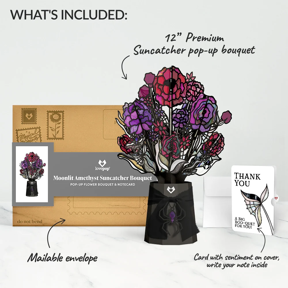Lovepop Moonlit Amethyst Thank You Suncatcher Bouquet and Sentiment Set Glass - Image 2