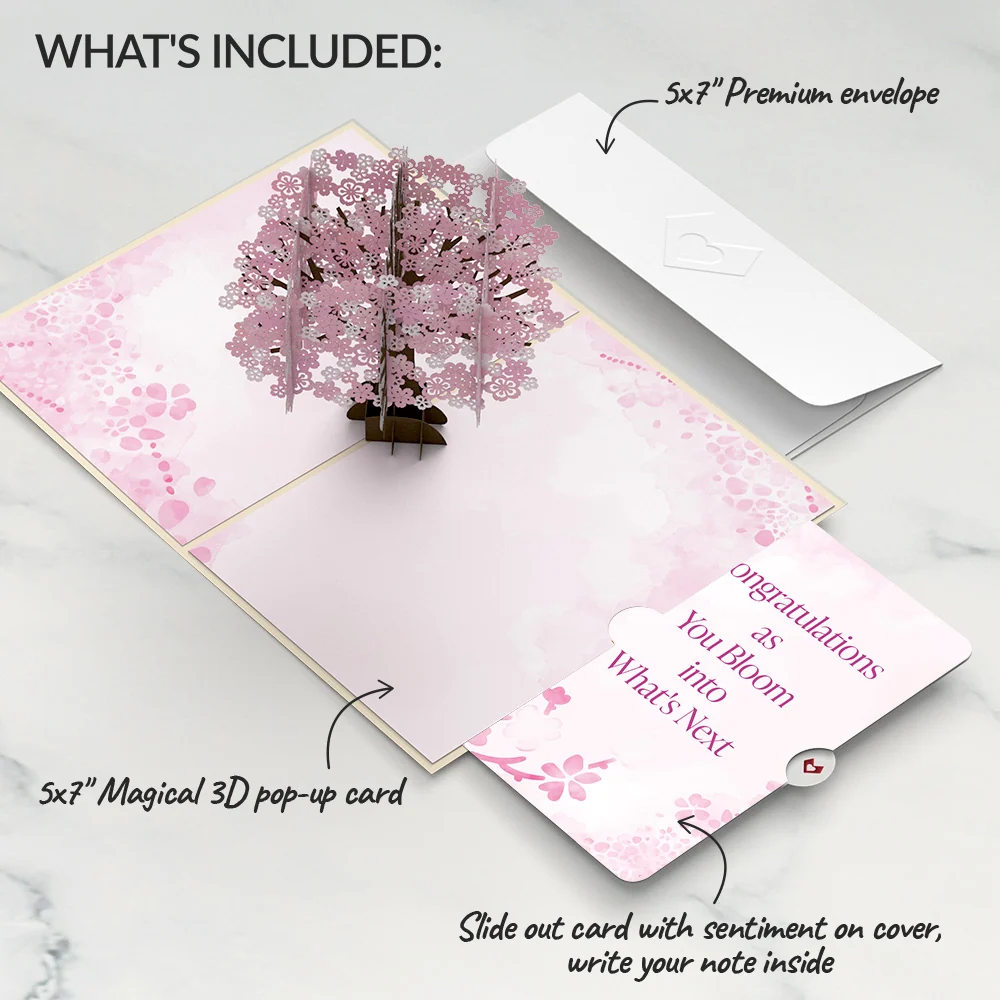 Lovepop Cherry Blossom Congratulations Pop-Up Card and Sentiment Set - Image 2