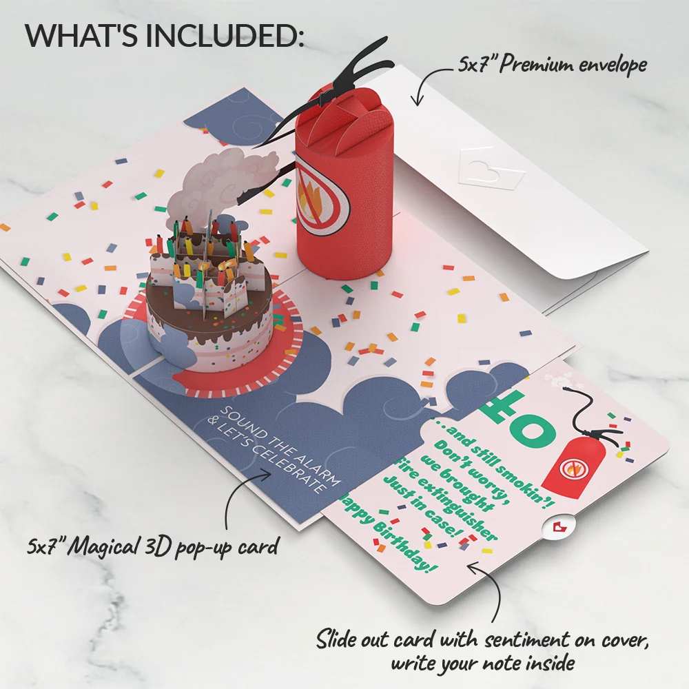 Lovepop Holy Smokes You're Old 40th Birthday Pop-Up Card and Sentiment Set Candle - Image 2