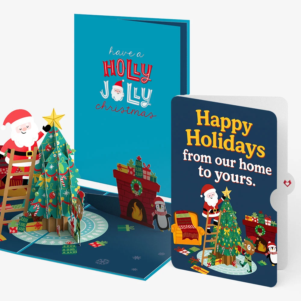 Lovepop Santa Decorating a Christmas Tree Pop-Up Card and Holiday Home Sentiment Set