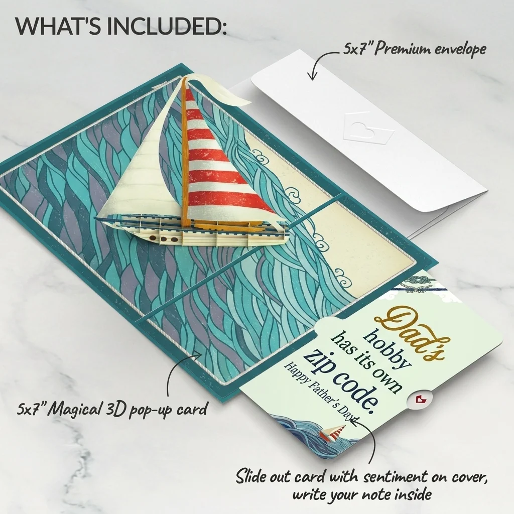 Lovepop Sailboat on the Horizon Father's Day Pop-Up Card and Hobby Zip Code Sentiment Set for Dad - Image 2