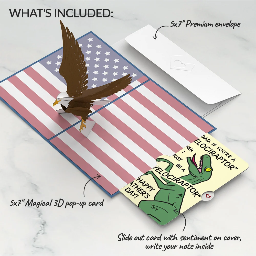 Lovepop Patriotic Eagle Father's Day Pop-Up Card and Velociraptor Sentiment Set - Image 2