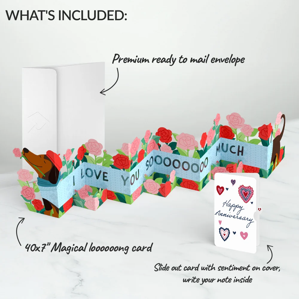 Lovepop Love You So Much Dog Anniversary Loooooong Card (Expands to 2 feet) and Sentiment Set - Image 2
